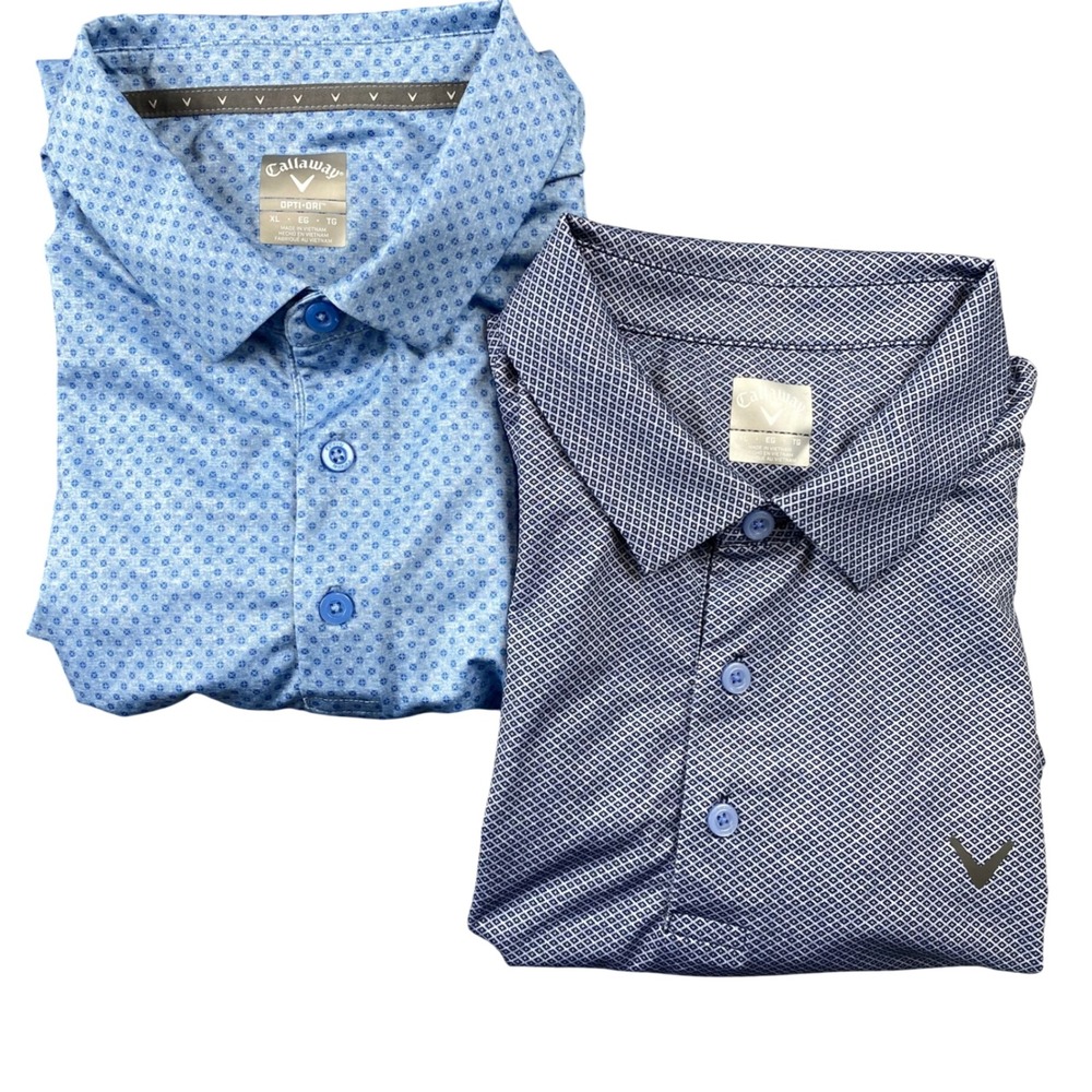 Callaway Mens XL Opti Dri Golf Polo Shirt Lot of 2 Blue Performance Stretch